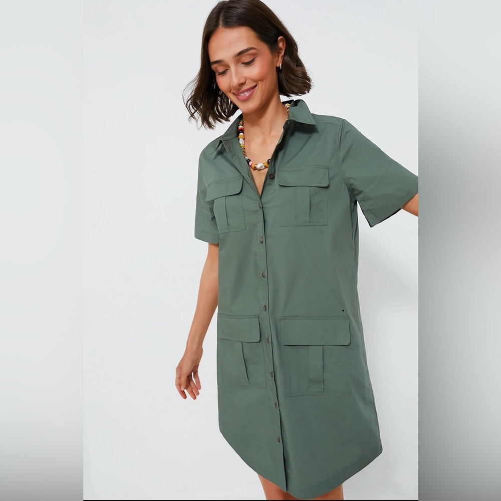 Olive Lightweight Poplin Nala Dress